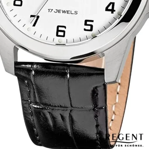 Regent Herren Armbanduhr Analog Lederarmband schwarz URF1570