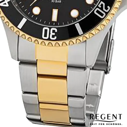 Regent Herren Armbanduhr Analog Metallarmband silber gold URF1285