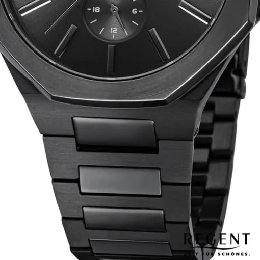 Regent Herren Armbanduhr Analog Metallarmband schwarz URBA771