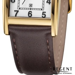 Regent Herren Armbanduhr Analog Lederarmband dunkelbraun URF1519