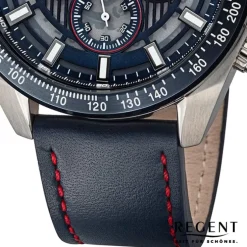 Regent Herren Armbanduhr Analog Lederarmband blau rot URBA827