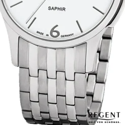 Regent Herren Armbanduhr Analog GM-1614 Quarz-Uhr Metall silber URGM1614