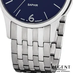 Regent Herren Armbanduhr Analog GM-1616 Quarz-Uhr Metall silber URGM1616