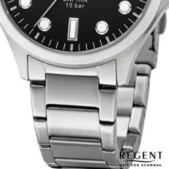 Regent Herren Armbanduhr Analog Metallarmband silber URF1453