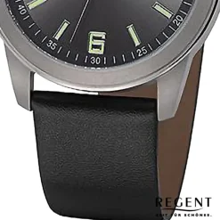 Regent Herren Armbanduhr Analog Lederarmband schwarz URF1270