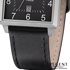 Regent Herren Armbanduhr Analog Lederarmband schwarz URF1273
