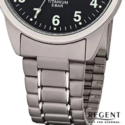 Regent Herren Armbanduhr Analog Titanarmband grau silber URF1293