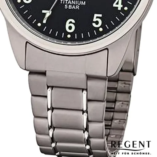 Regent Herren Armbanduhr Analog Titanarmband grau silber URF1293