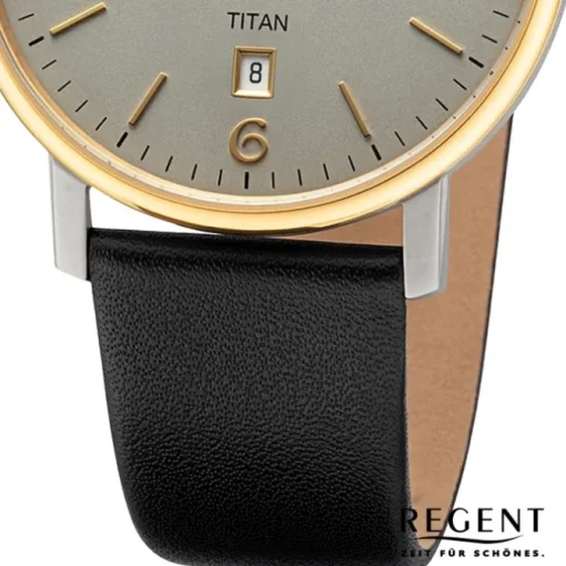 Regent Herren Armbanduhr Analog Lederarmband schwarz URF1450