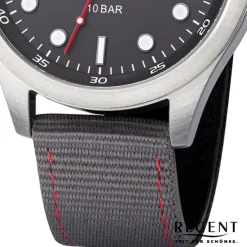 Regent Herren Armbanduhr Analog Textilarmband dunkelgrau rot URBA640