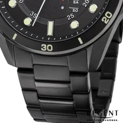 Regent Herren Armbanduhr Analog Metallarmband schwarz URBA634
