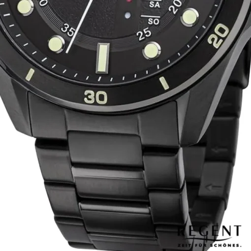 Regent Herren Armbanduhr Analog Metallarmband schwarz URBA634