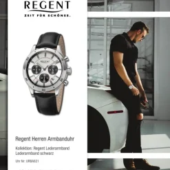 Regent Herren Armbanduhr Analog Lederarmband schwarz URBA821
