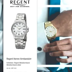 Regent Herren Armbanduhr Analog Metallarmband silber URF1434