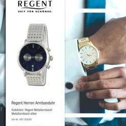 Regent Herren Armbanduhr Analog Metallarmband silber UR1150599