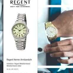Regent Herren Armbanduhr Analog Metallarmband silber UR1192572