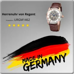 Regent Herren Armbanduhr Analog GM-1462 Automatik-Uhr Leder braun URGM1462
