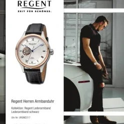 Regent Herren Armbanduhr Analog Lederarmband schwarz URGM2217