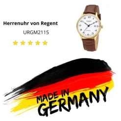 Regent Herren Armbanduhr Analog GM-2115 Automatik Lederband braun URGM2115