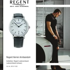 Regent Herren Armbanduhr Analog Lederarmband schwarz UR1011583