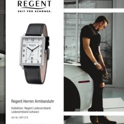 Regent Herren Armbanduhr Analog Lederarmband schwarz URF1272