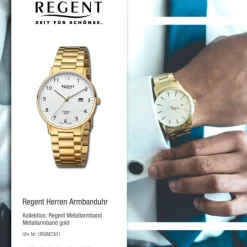 Regent Herren Armbanduhr Analog Metallarmband gold URGM2301
