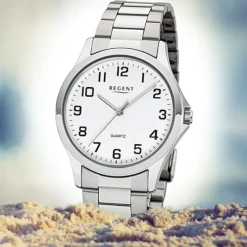 Regent Herren Armbanduhr Analog 1152412 Quarz-Uhr Metall silber UR1152412