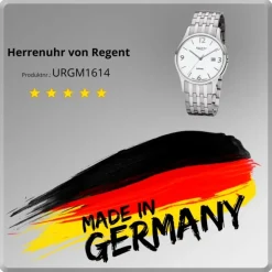 Regent Herren Armbanduhr Analog GM-1614 Quarz-Uhr Metall silber URGM1614
