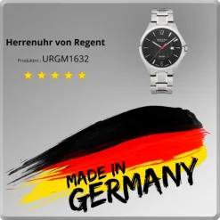 Regent Herren Armbanduhr Analog GM-1632 Quarz-Uhr Metall silber URGM1632