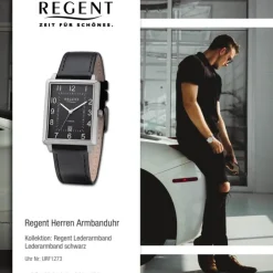 Regent Herren Armbanduhr Analog Lederarmband schwarz URF1273