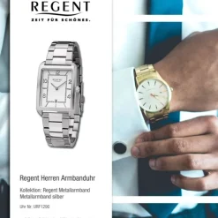 Regent Herren Armbanduhr Analog Metallarmband silber URF1290