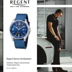 Regent Herren Armbanduhr Analog Textilarmband blau URBA644