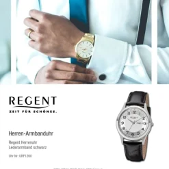 Regent Herren Armbanduhr Analog Lederarmband schwarz URF1260