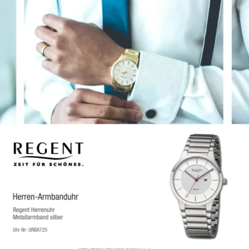 Regent Herren Armbanduhr Analog Metallarmband silber URBA725