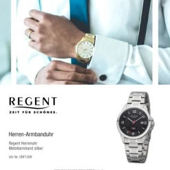 Regent Herren Armbanduhr Analog Metallarmband silber URF1288