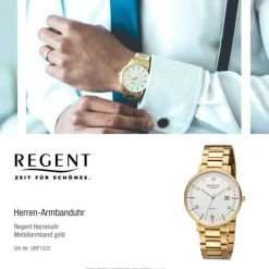 Regent Herren Armbanduhr Analog Metallarmband gold URF1522