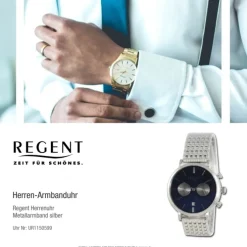 Regent Herren Armbanduhr Analog Metallarmband silber UR1150599