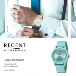 Regent Herren Armbanduhr Analog Nylonarmband blau weiß URBA736