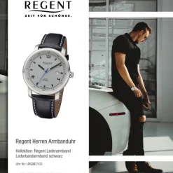 Regent Herren Armbanduhr Analog GM-2105 Automatik Lederband schwarz URGM2105
