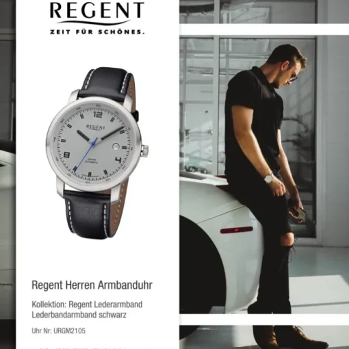 Regent Herren Armbanduhr Analog GM-2105 Automatik Lederband schwarz URGM2105