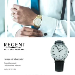 Regent Herren Armbanduhr Analog Lederarmband schwarz UR1011584