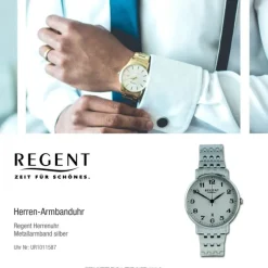 Regent Herren Armbanduhr Analog Metallarmband silber UR1011587
