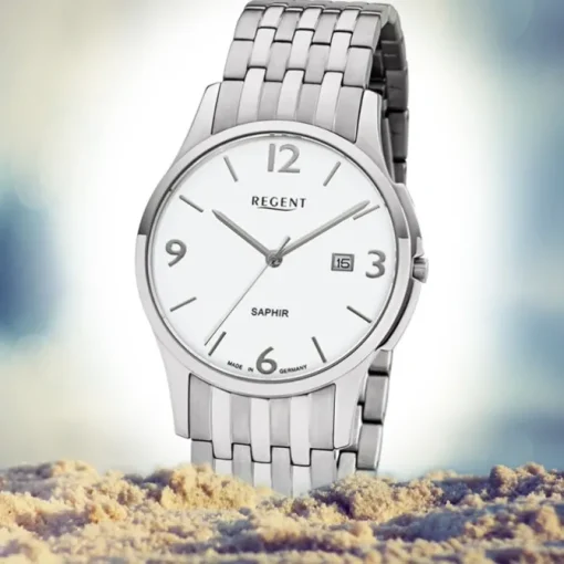 Regent Herren Armbanduhr Analog GM-1614 Quarz-Uhr Metall silber URGM1614