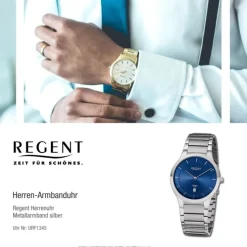 Regent Herren Armbanduhr Analog Metallarmband silber URF1345