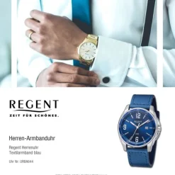 Regent Herren Armbanduhr Analog Textilarmband blau URBA644