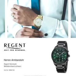 Regent Herren Armbanduhr Analog Metallarmband schwarz URBA758