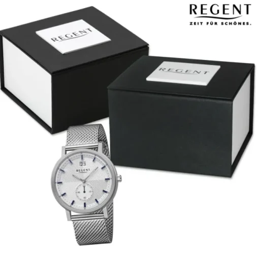 Regent Herren Armbanduhr Analog Metallarmband silber URBA533