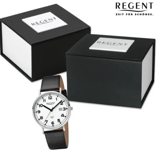 Regent Herren Armbanduhr Analog Lederarmband schwarz URBA796