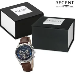 Regent Herren Armbanduhr Analog Lederarmband dunkelbraun URBA823