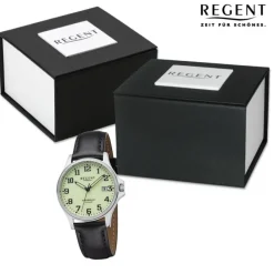 Regent Herren Armbanduhr Analog Lederarmband schwarz URF1257